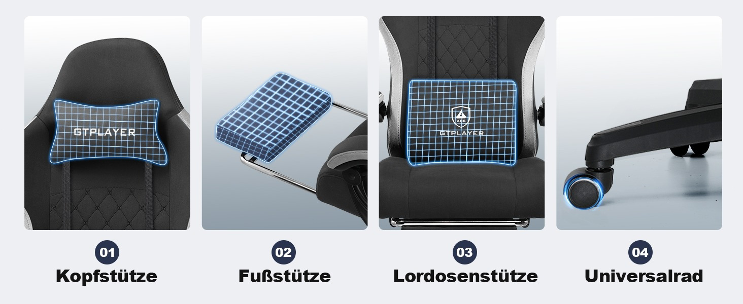 Ergonomische Gaming & Bureaustoel met Uitschuifbare Voetensteun, Perfect voor Lange Gaming Sessions en Thuiswerk – Ademend en Comfortabel