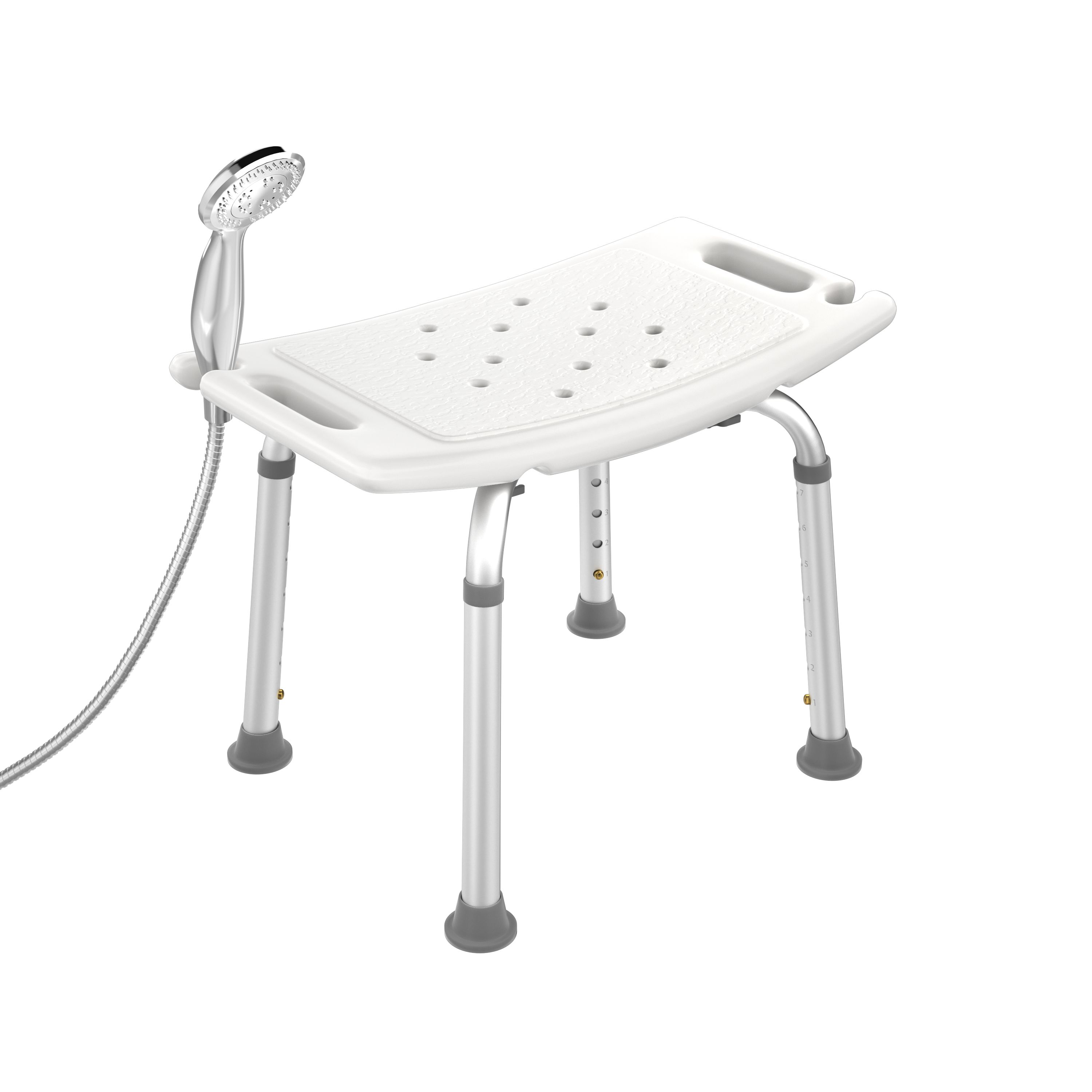 TEMU Shower Stool Shower Chair 38-53cm Height Adjustable Shower Stool Anti-slip Bath Seat Shower Aid Shower Seat Made Of Aluminum And Plastic For The Elderly, Pregnant Women