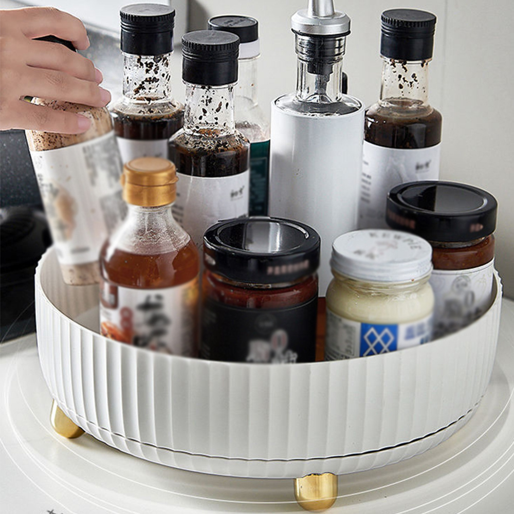 TEMU 360 Rotating Storage Rack, Rotating Spice Shelf Organizer Turntable, Multi-functional Makeup Spice Organizer Holder For Kitchen Dresser Bedroom