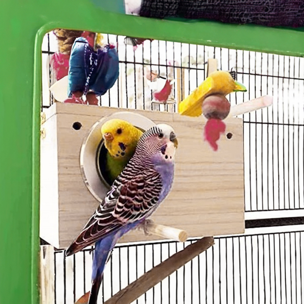 TEMU Bird Breeding Nest Wooden Bird Box Bird House Cages Bird Nesting Feeding For Budgie Finch Canary Parrotlets