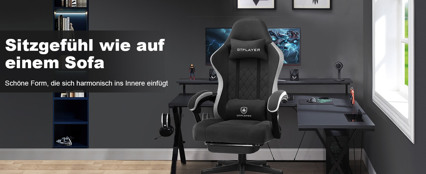 Ergonomische Gaming & Bureaustoel met Uitschuifbare Voetensteun, Perfect voor Lange Gaming Sessions en Thuiswerk – Ademend en Comfortabel