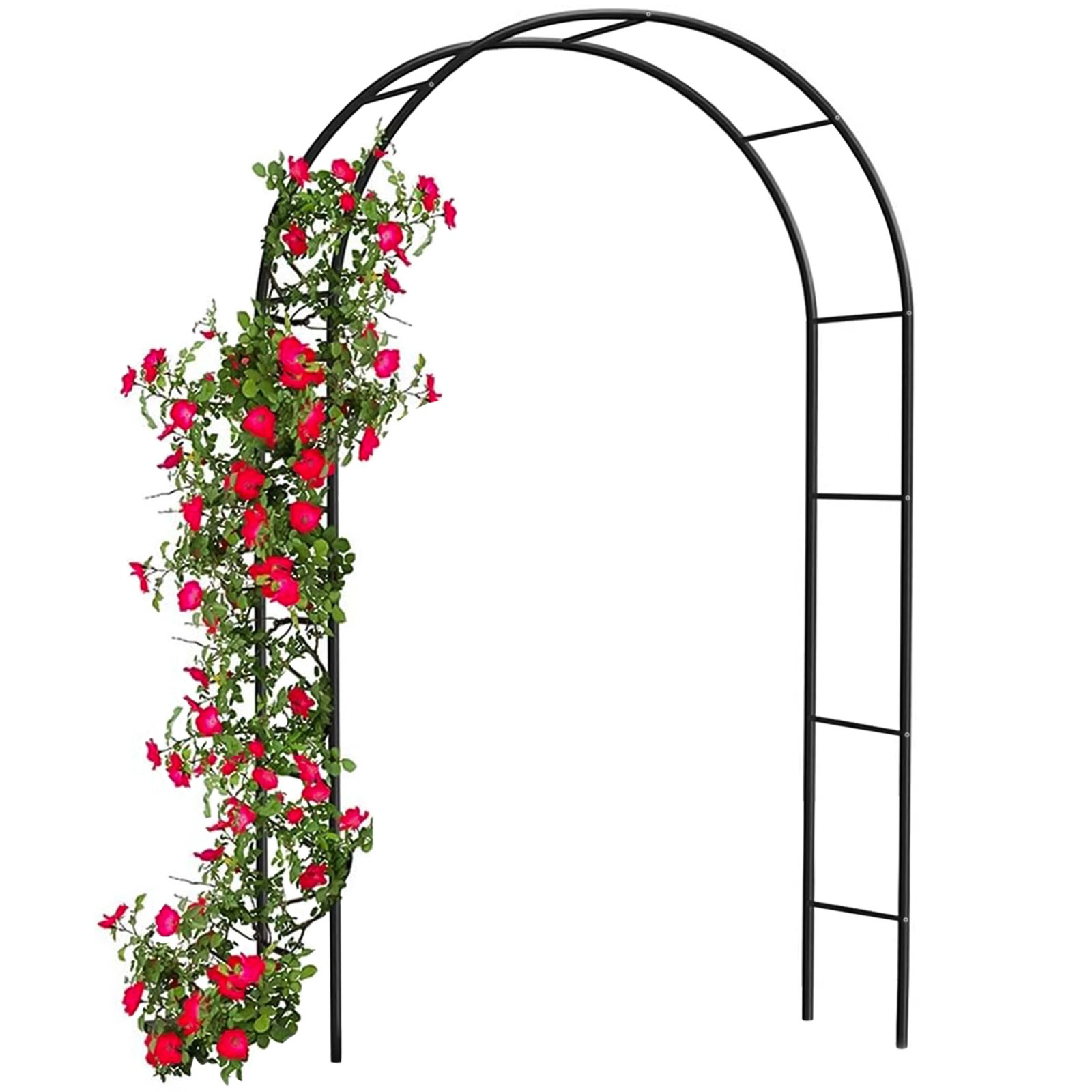 garden arch metal strong garden archway decorations outdoor garden   trellis for climbing plants roses vegetable flowers dark green large size 2 4m