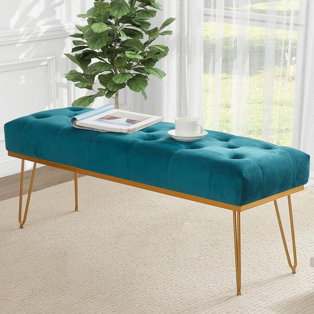 Image of Shally Dogan Fabric Storage Bench, Pouf Chest For Bedroom, Ottoman Bench With High-density Padding For Entrance, Ideal For Bedroom, Living Room, Lounge