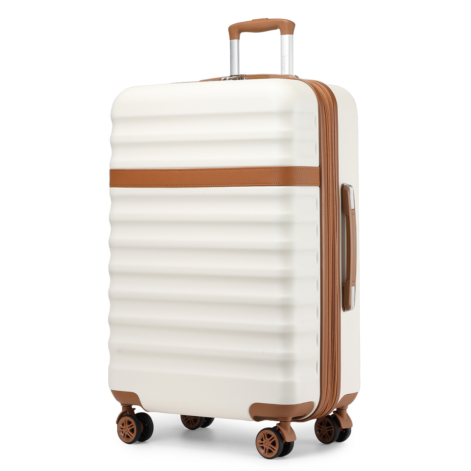 20inch 24inch 28inch Suitcase Trolley Hand Luggage Suitcase Travel Suitcase From Abs+pc Hard Case With 4 Wheels , Cream / Brown, Cabin Luggage, Abs+pc, Hard Shell, Lightweight, Travel Luggage