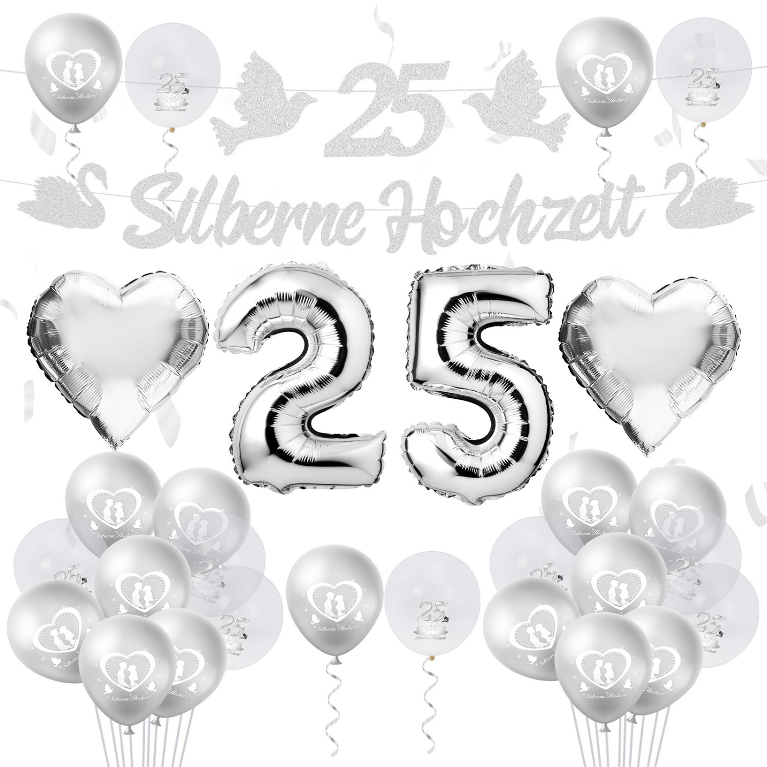 

Silvery Wedding Anniversary Decoration Set Banner Balloons 25th Wedding Anniversary Decoration 25 Silvery Wedding Garland Silvery Hanging Decoration For Silvery Wedding 25th Anniversary