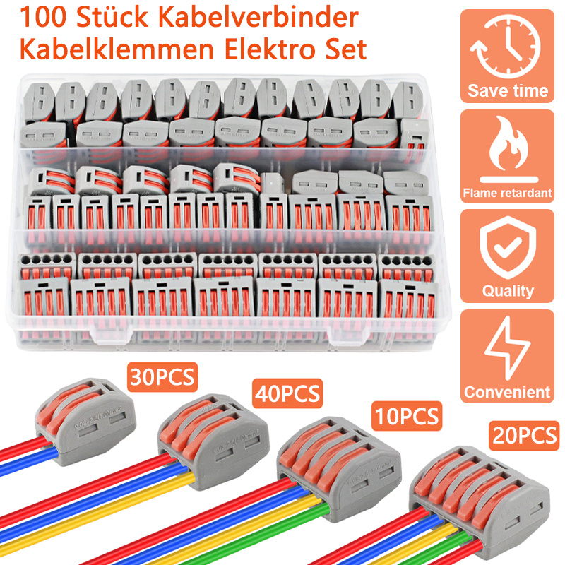 

Piece Cable Connector Cable Clamps Electrical Set, 4mm² Connection Clamps With , 20 Piece Clamps, Clamps, 40 Piece 3-way Clamps, 30 Piece 2-way Clamps, For Blocks