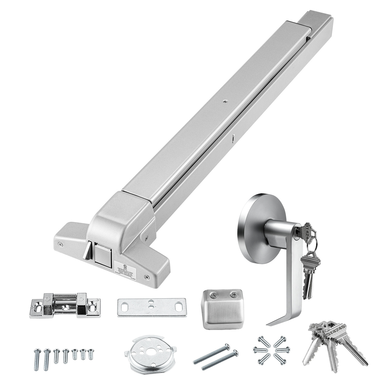 Image of Door Locks, Carbon Steel Bars For Exit Doors, With Exterior Lever And 3 Keys, Door Hardware For Metal Wood Door, For Handed Doors