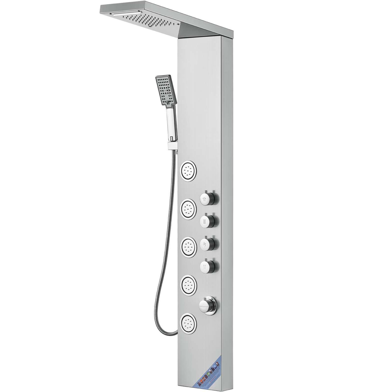 Vevor Shower Panel System, 4 Shower Shower Panel Tower, , Waterfall, 5 Full Body And 3-setting Handheld Shower Head With 59" Hose, Stainless Steel Wall-mounted Shower Set