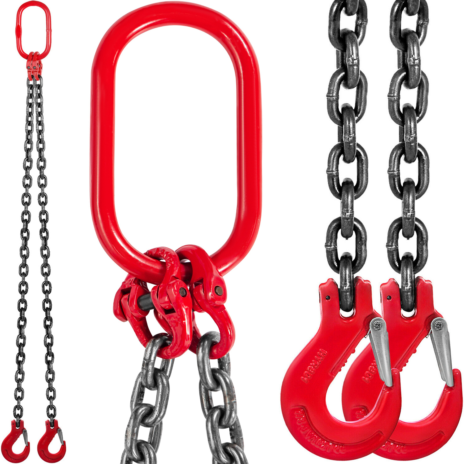 TEMU Chaîne de levage de 1.5 longueur 10 mm x 1.5 m à double branche avec crochets de préhension Chaîne de levage 4T de Chaîne de levage à double