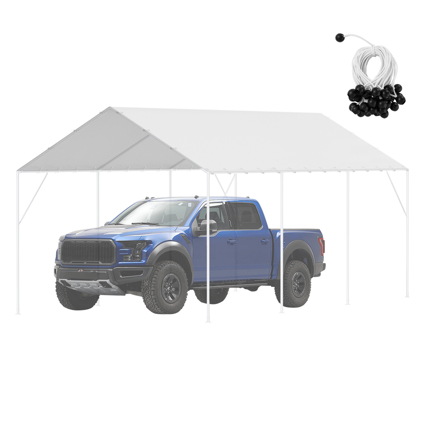 TEMU VEVOR 10' x 20' Lona de repuesto para , lona para refugio de garaje, impermeable y contra rayos UV, (solo cubierta superior, no incluido), color