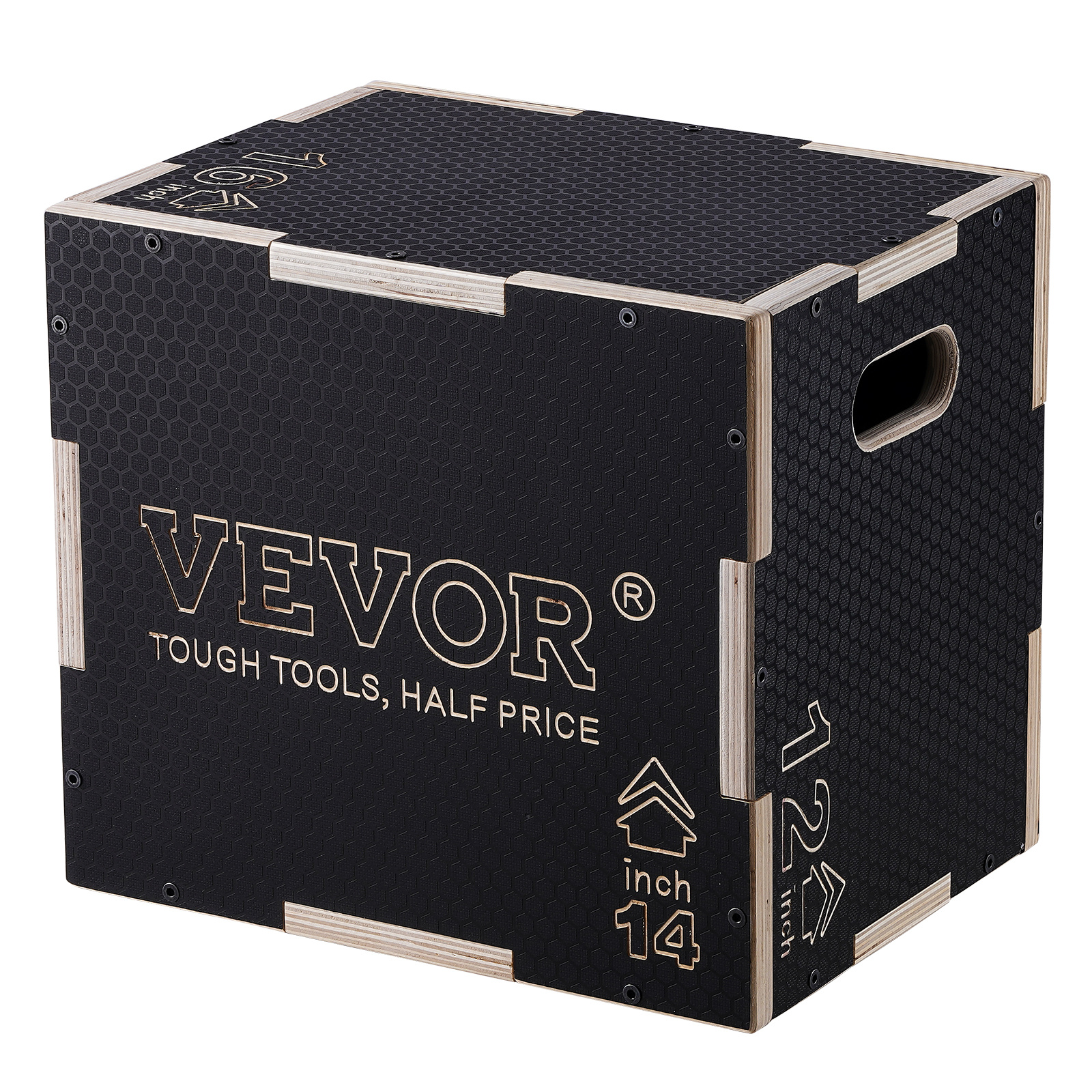 Image of Vevor 3 In 1 Plyometric Jump Box, 16/14/12 Inch Wooden Plyo Box, Platform & Jumping Agility Box, Anti-slip Fitness Exercise Step Up Box For Home Gym Training, Conditioning Strength Training, Black