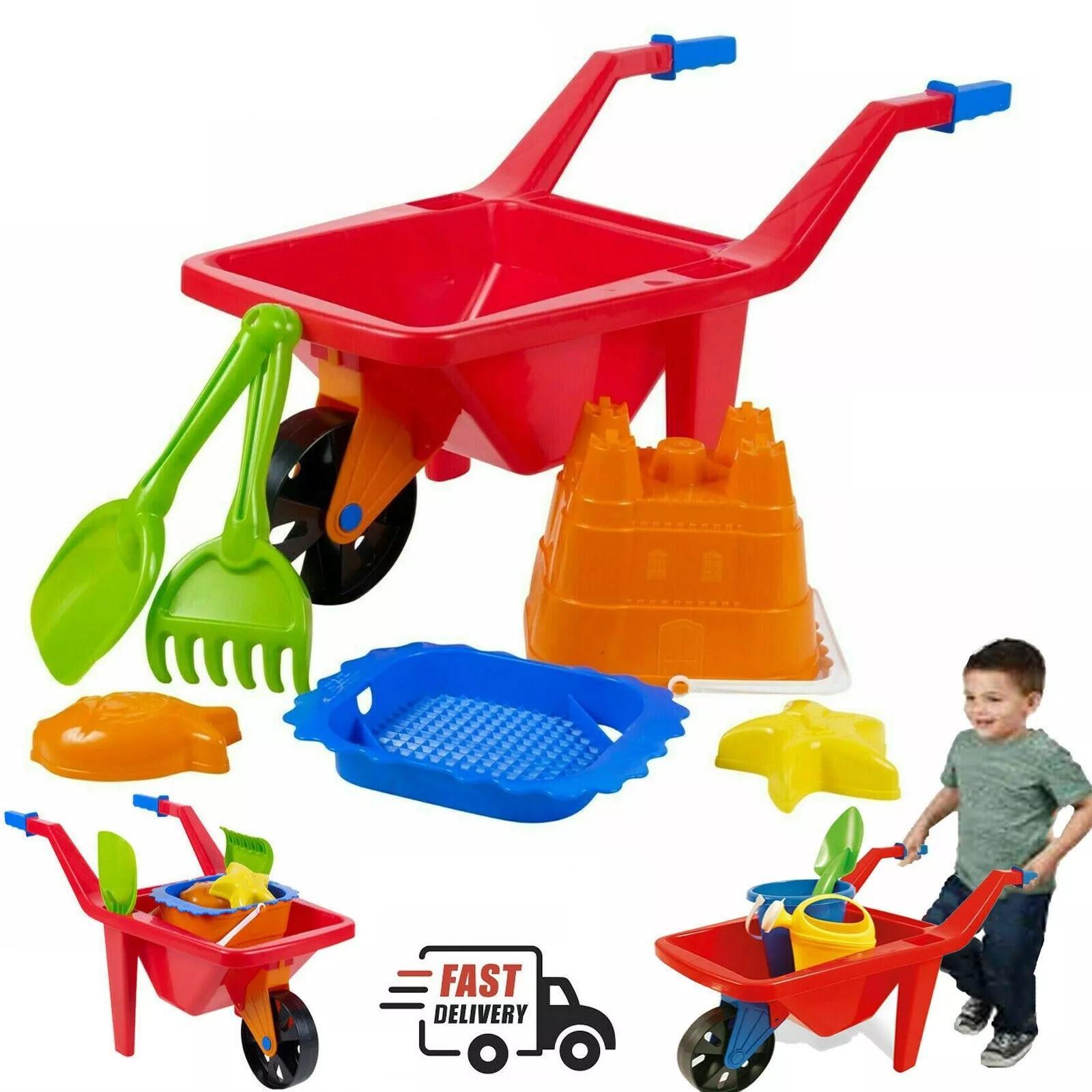 TEMU Atek Kids Plastic Wheelbarrow Beach Bucket Play Toy Set Sandbox Summer Outdoor Garden