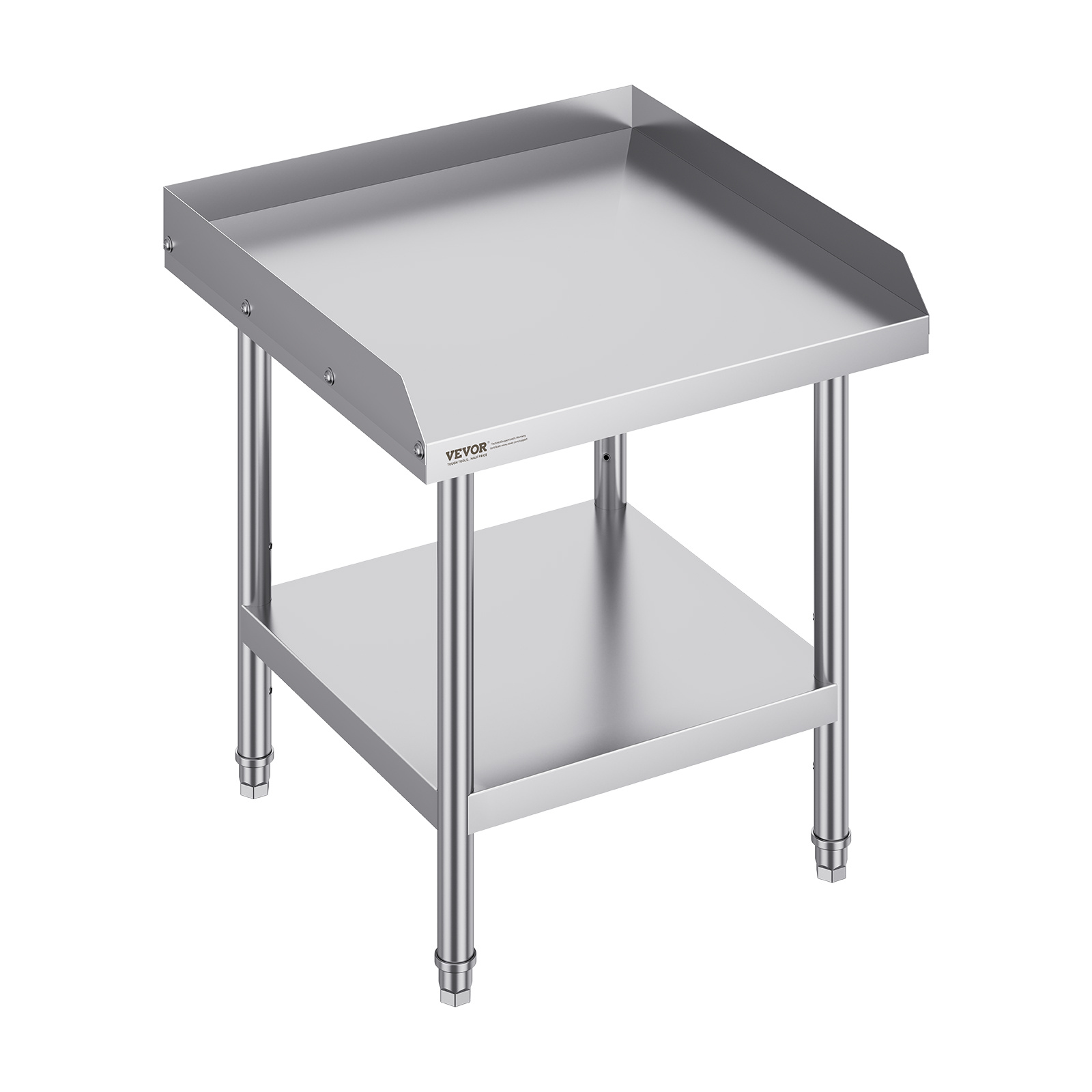 Vevor Stainless Table, 24 X 24 X 26 Inch Commercial Food Prep Worktable, 3-sided Backsplash Heavy Duty Prep Worktable, Metal Work Table With Adjustable Height For Hotel