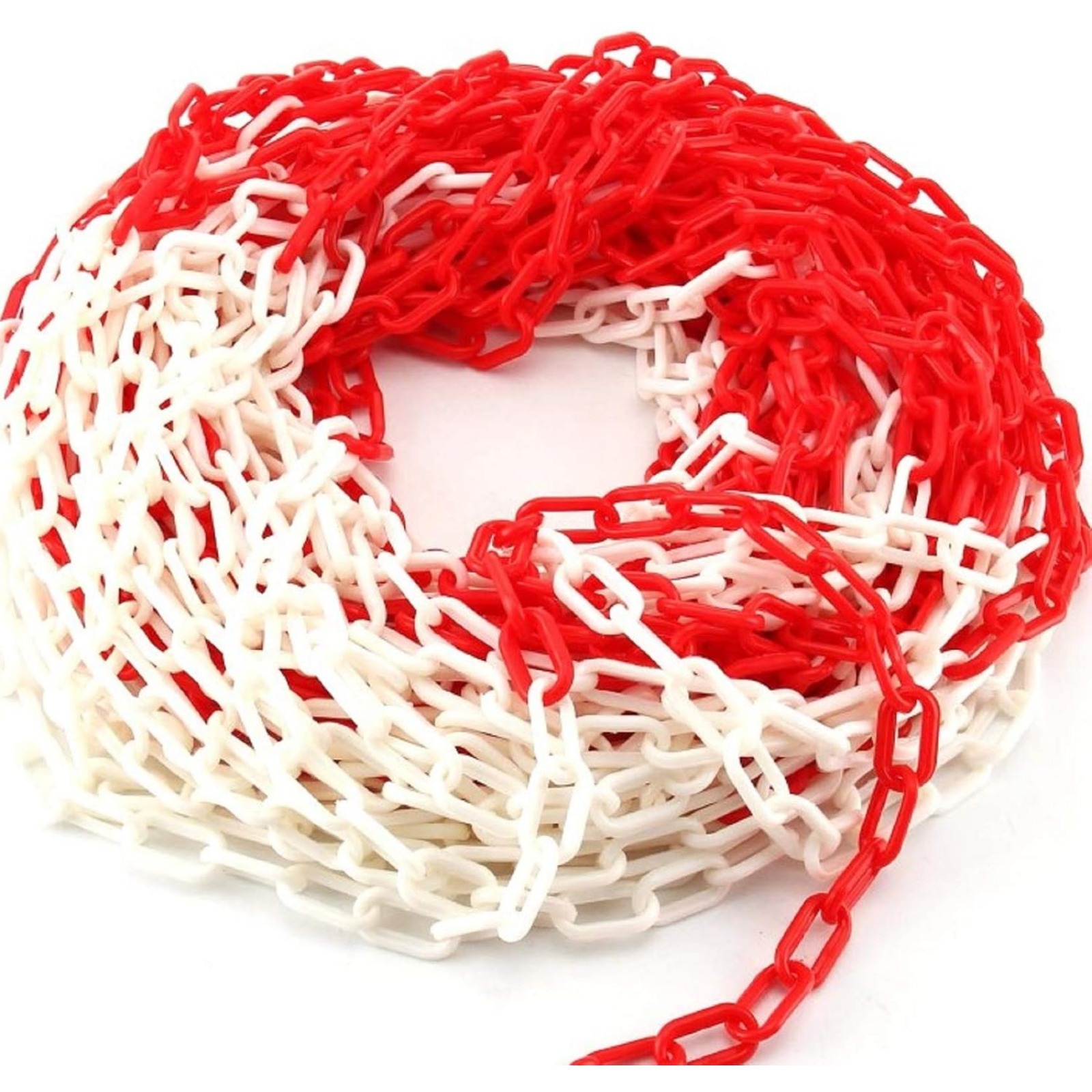 30m 6mm Barrier Chain Warning Chain Plastic Chain Plastic Chain Safety Construction Chain Plastic Red White Barrier Chain Warning Chain Safety Plastic