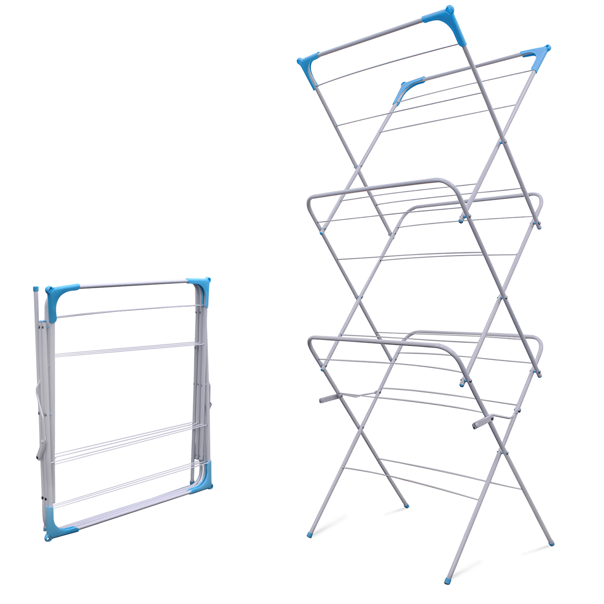 TEMU 3 Tier Folding Clothes Airer, Foldable Clothes Horse, Clothes Rack For Indoor & Outdoor Use, Clothes Drying Rack, Clothes Airer Indoor, Flat