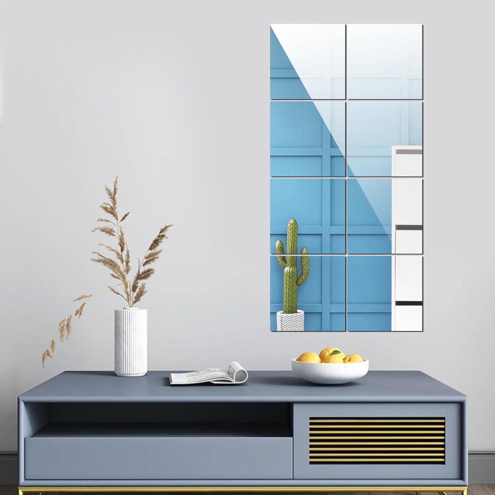 TEMU 8pcs Mirror Tiles 30x30x0.3cm Square Mirror Wall Mounted Mirror Diy Full Body Mirror Wall Sticker Sheets Self-adhesive Makeup Mirror Decor