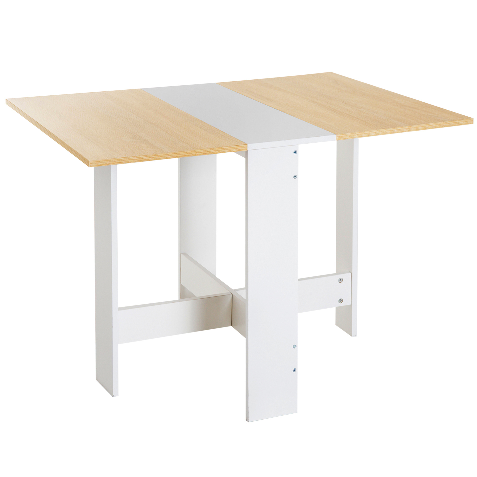 TEMU Homcom Folding Kitchen Table 103l X 76w X 74h Cm -tone White Oak Wood-image-63069447278950
