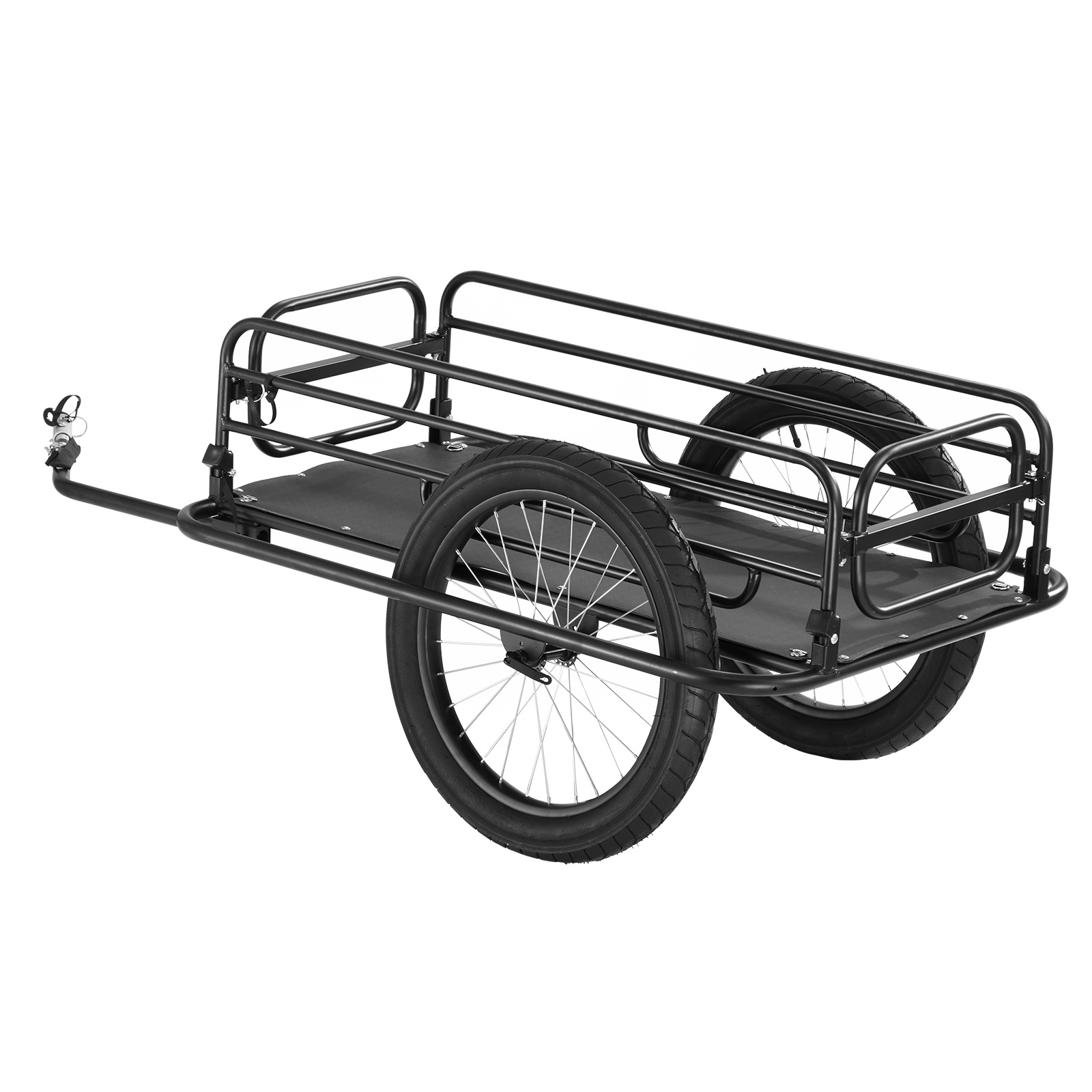 Image of Vevor Bike Cargo Trailer, 275 Lbs Load Capacity, Heavy-duty Bicycle Wagon Cart, Foldable Compact Storage & Quick Release With Universal Hitch, 20" Wheels, Fits Most Bike Wheels, Carbon