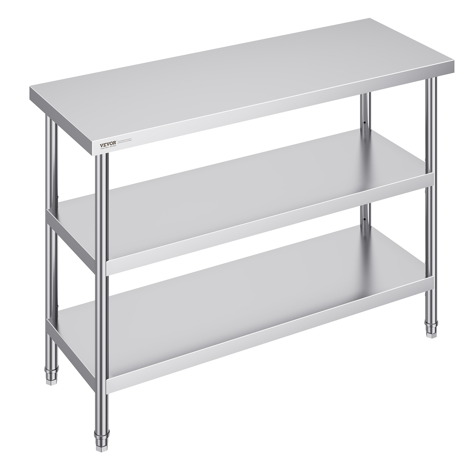 Image of Vevor Stainless Steel Food Prep Table, 18 X 48 X 34 Inch Commercial Kitchen Worktable, With 2 Adjustable Undershelf, Heavy Duty Prep Table Metal Work Table For Bbq, Kitchen, Home, And Garage
