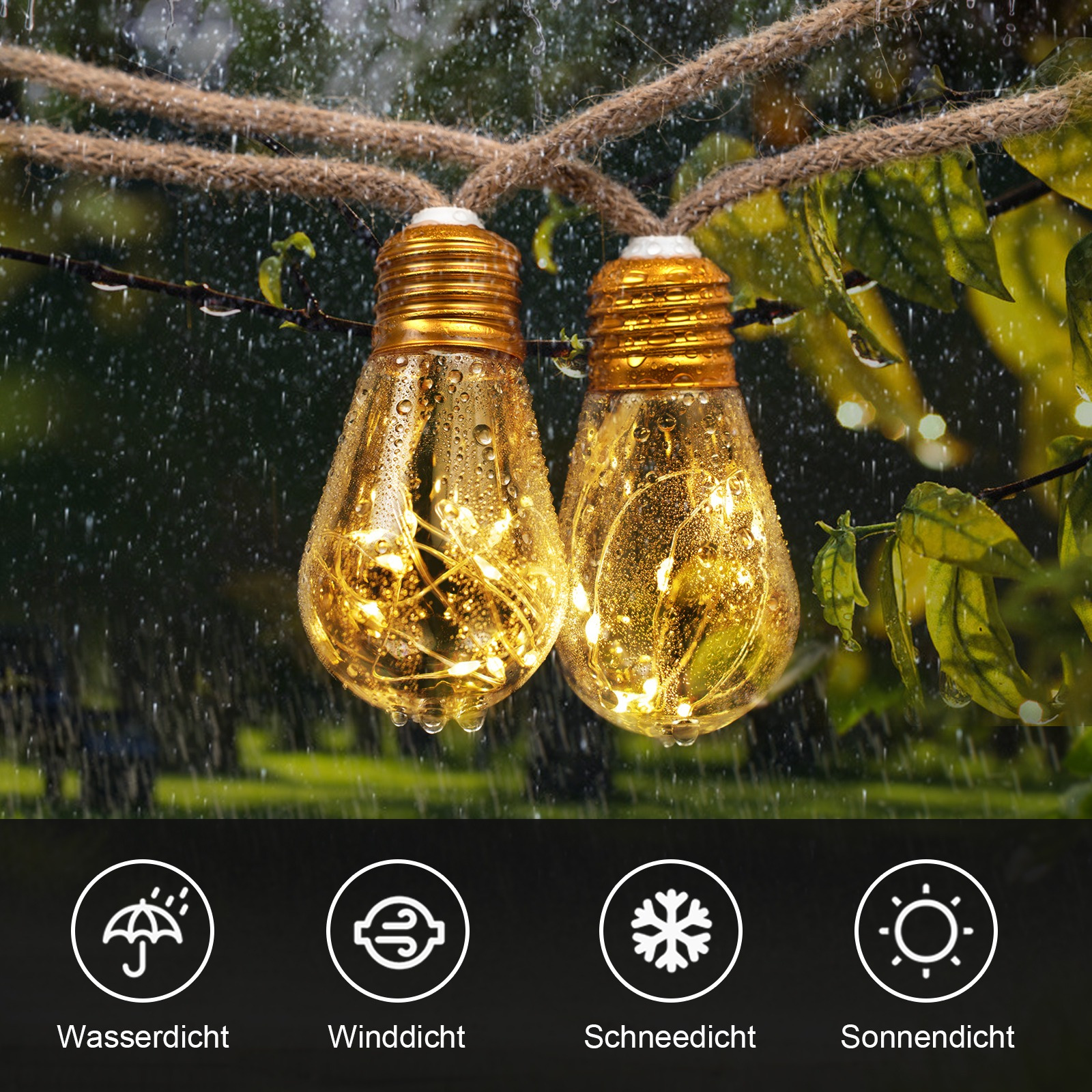 

Outdoor Warm White String Lights, 8m 16 Bulbs Led String Lights With Plug And Remote , 8 4 Brightness String Lights Power, Ip44 Waterproof For Wedding Easter Garden