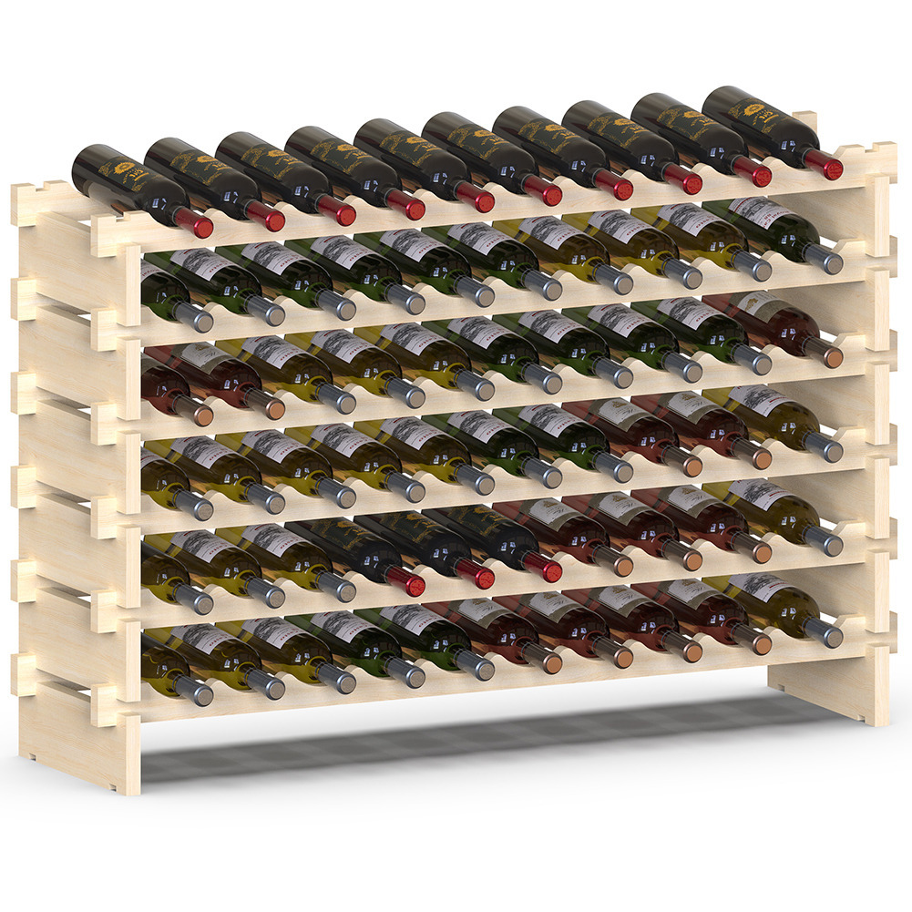TEMU Bakaji Wooden Wine Rack With 60 Compartments For Wine Bottles, , Floor Standing Bottle Holder, Cellar For Living Room, Kitchen, Bistro,
