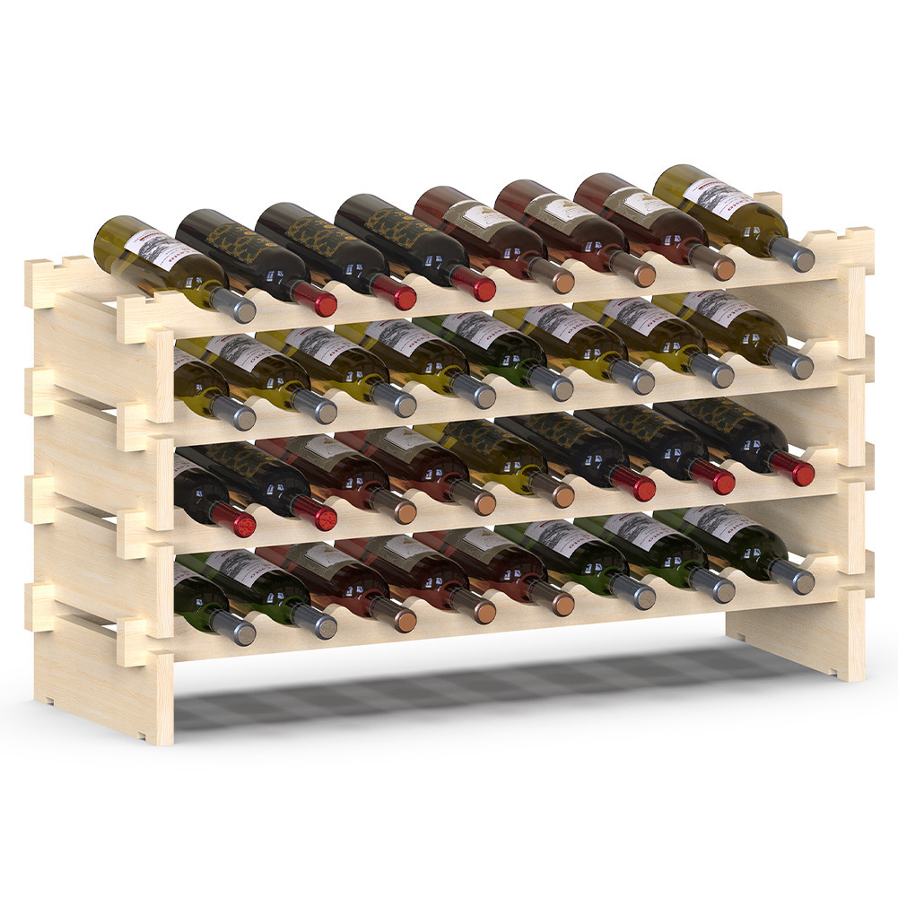 TEMU Bakaji Wooden Wine Rack With 32 Compartments For Wine Bottles, , Floor Standing Bottle Holder, Wine Cellar For Living Room, Kitchen, Bistro,