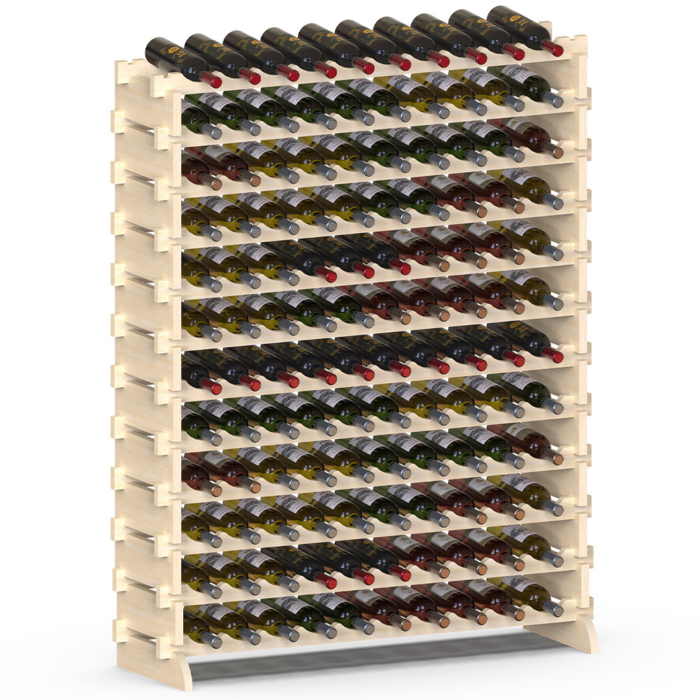 TEMU Bakaji Wooden Wine Rack With 120 Compartments For Wine Bottles, , Floor Standing Bottle Holder, Cellar For Living Room, Kitchen, Bistro,