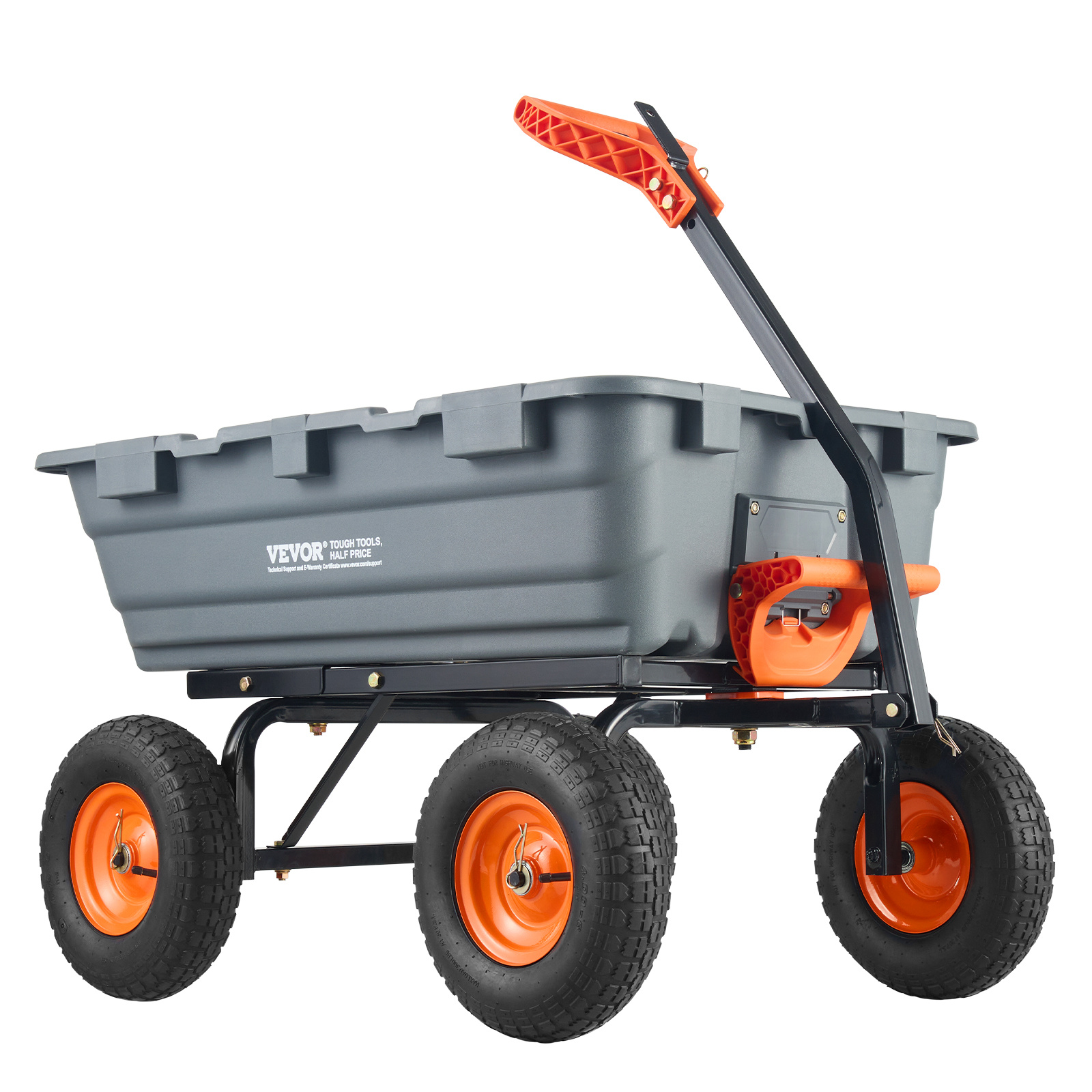 Image of Vevor Dump Cart, Poly Garden Dump Cart With Easy To Assemble , Dump Wagon With 2-in-1 Convertible Handle, 6.48 Cu.ft Utility Wheelbarrow 1200 Lbs Capacity, 13 Inch Tires