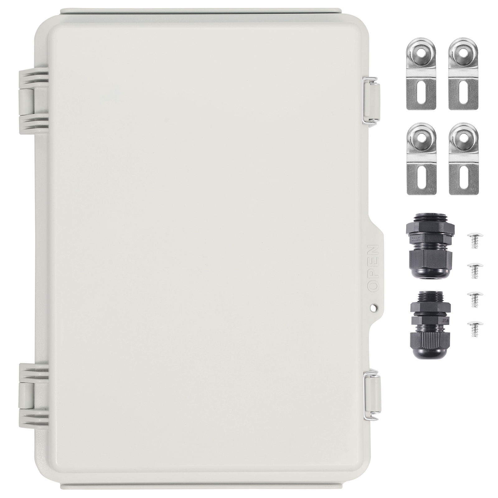 TEMU Boîte de dérivation électrique extérieure VEVOR, 430 x 330 x 180 mm, boîtier électrique en plastique ABS avec couvercle à charnière et loquet en