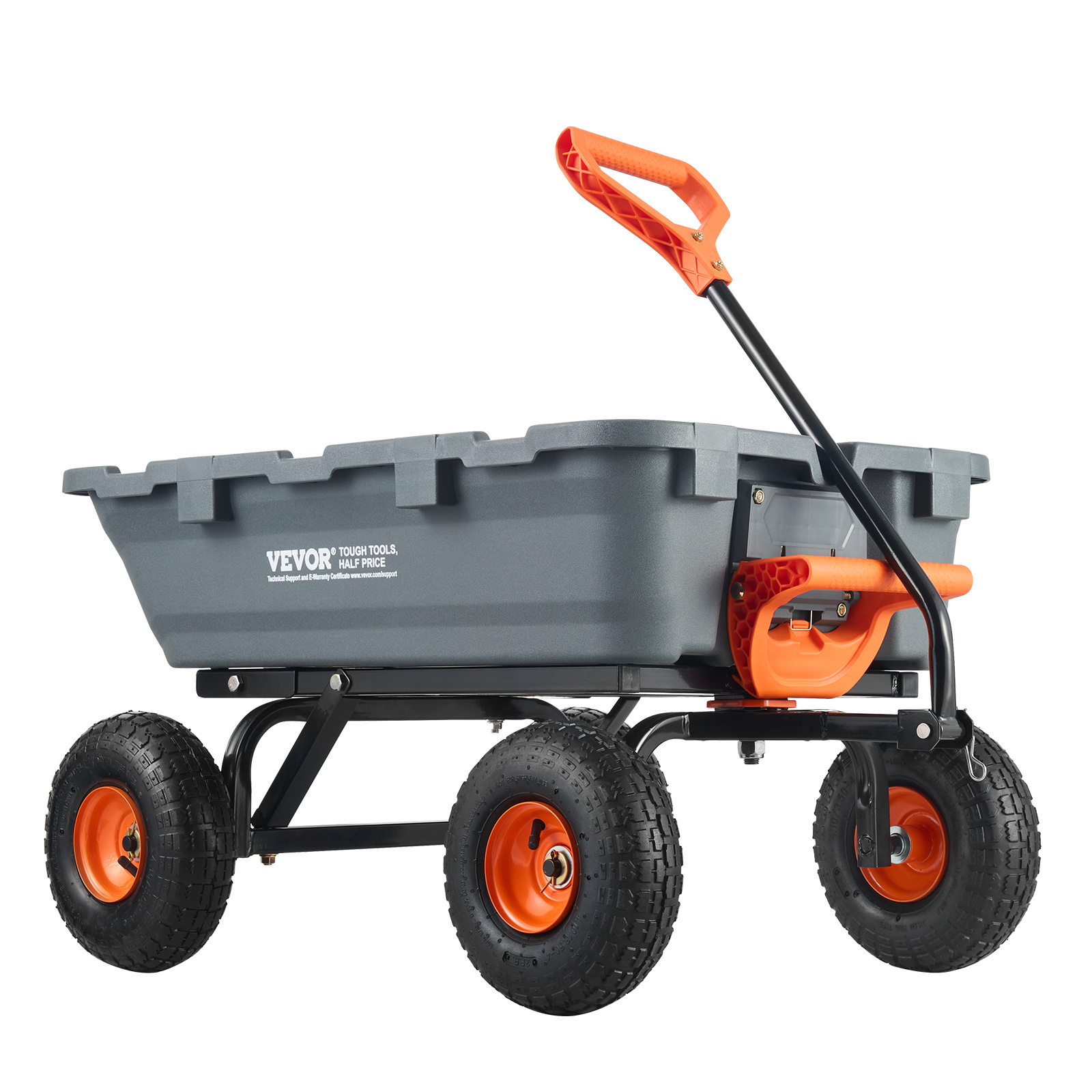 Vevor Dump Cart, Poly Garden Dump Cart With Easy To Assemble , Dump Wagon With 2-in-1 Convertible Handle, Utility Wheelbarrow 800 Lbs Capacity, 10 Inch Tires