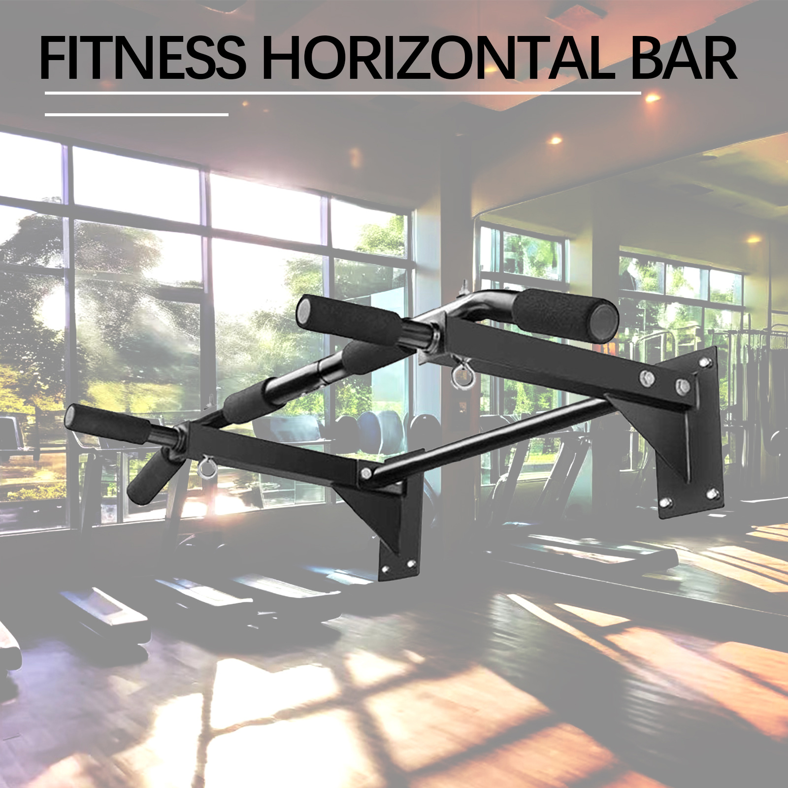 E-shop Wandmontierte Klimmzugstange, Horizontale Stange für das Heim-Fitnessstudio aus schwerem Eisen, Stabile Dreiecksstruktur, Geeignet für