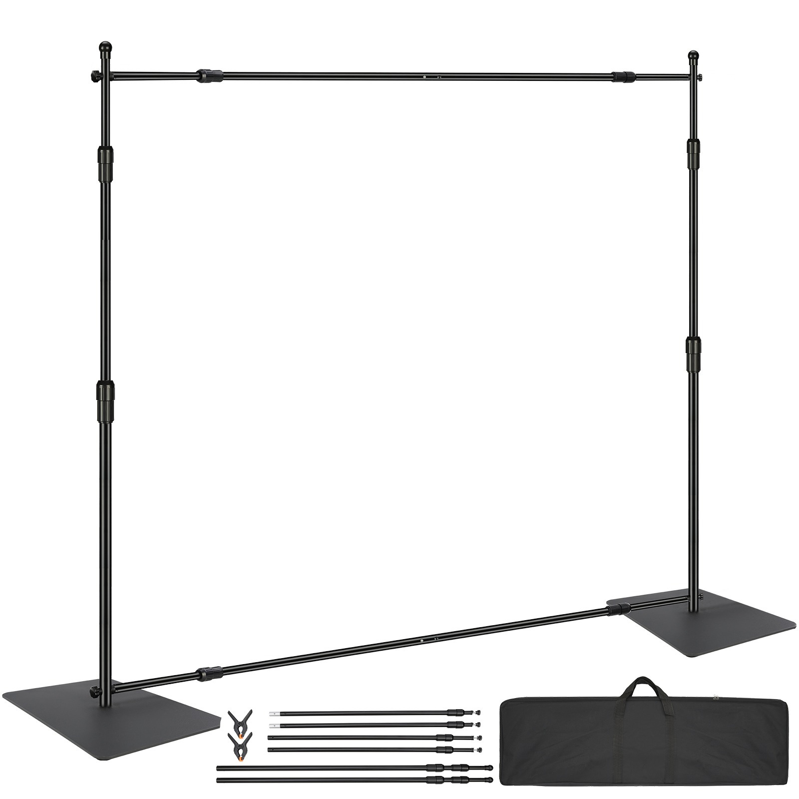 E-shop VEVOR 10ft x 10ft Rohr- und Vorhangset, robustes Hintergrundstativ mit Kohlenstoffstahlbasis, verstellbare Hintergrundstütze mit 6 Klemmen und
