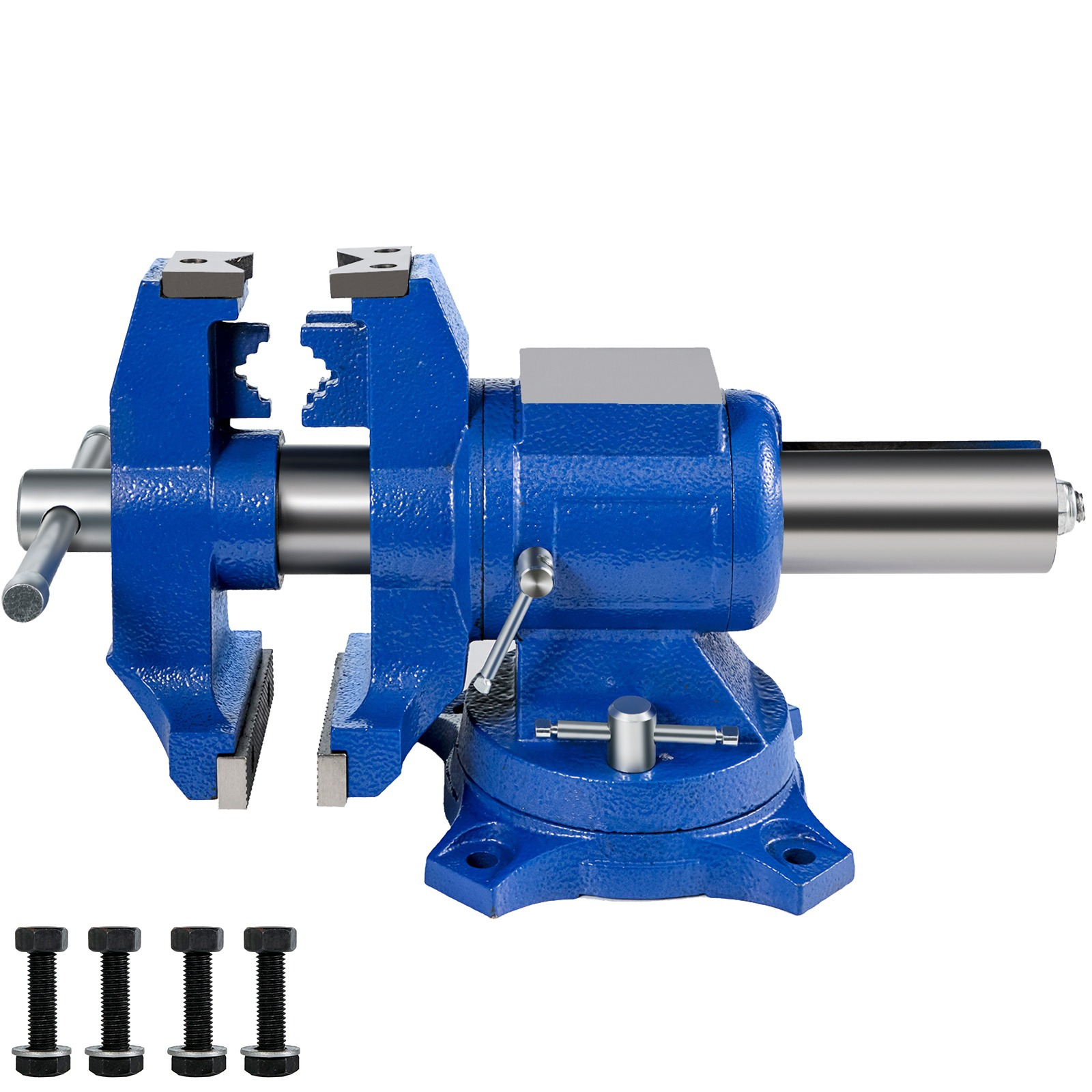 Image of Vevor 6" Heavy Duty Bench Vise, Double Swivel Rotating Vise Head/body Rotates 360°, Bench Vices 30kn Clamping Force, For Clamping Fixing Equipment Home Or Industrial Use