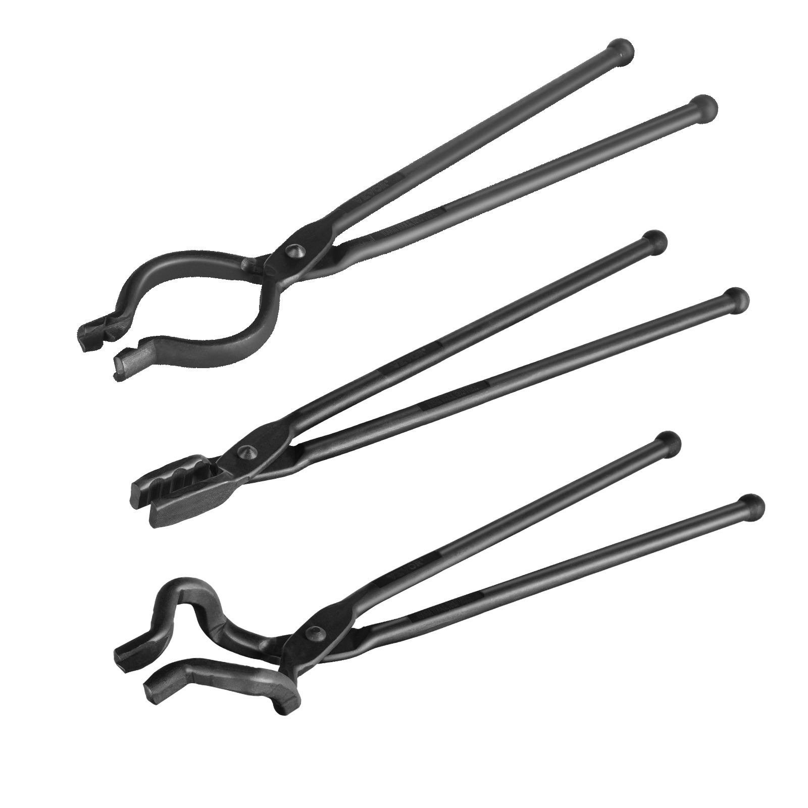 Image of Vevor Blacksmith Tongs, 18” 3 Pcs, Tongs, Wolf Jaw Tongs And Z Tongs, Carbon Steel Tongs With A3 Steel Rivets, For Beginner And , Bladesmiths And