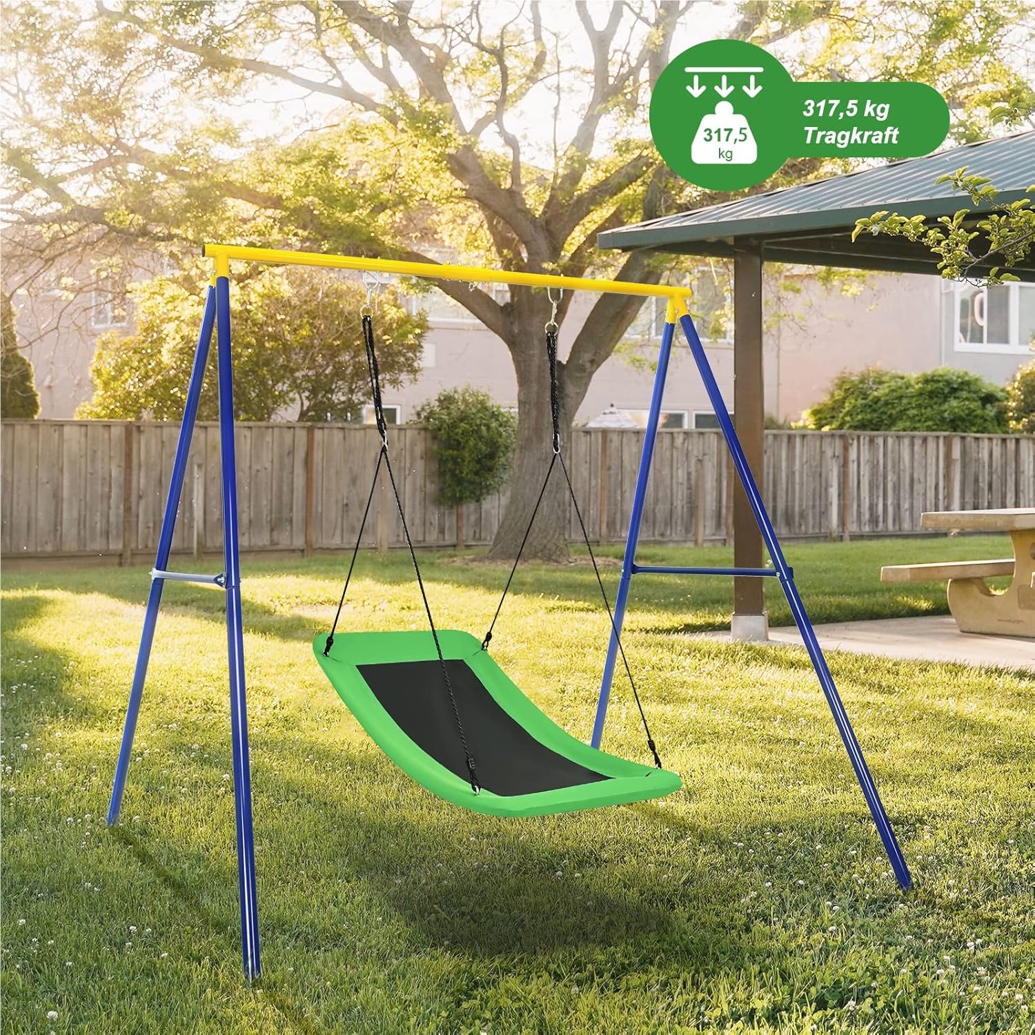 Nest Swing Curved Up To 150 Kg Load Capacity, 100 - 180 Cm Adjustable Rope, Green