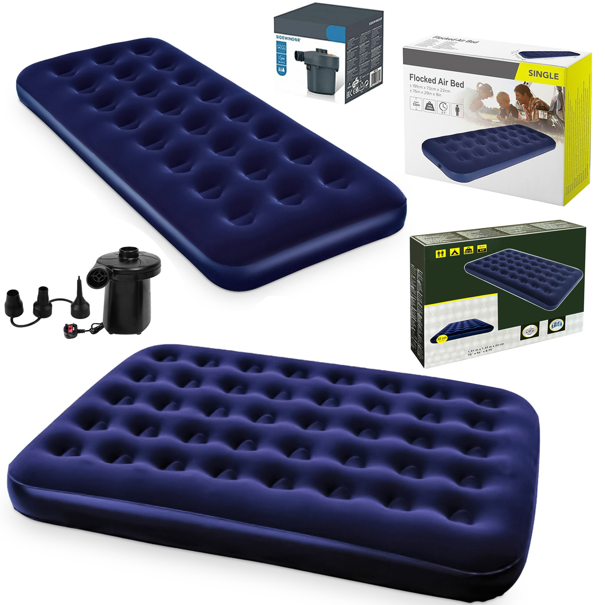 Inflateable Blow Up Airbed, Quick Inflatable Air Mattress for Adults & Kids, Waterproof Camping Mattress, Inflatable Air Bed for Indoor & Outdoor Adventures