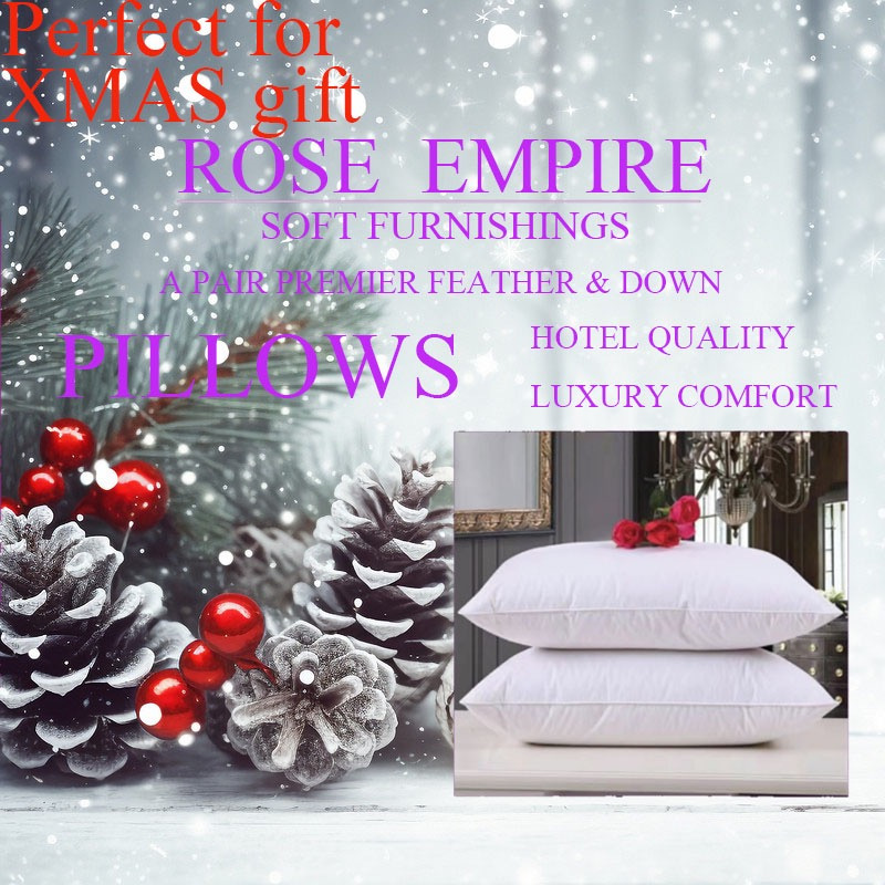 OUTLET PRICE ROSE EMPIRE Premium Duck Feather and Down Pillows with Down Proof Fabric | Hotel Quality Pillow (pack of 2)