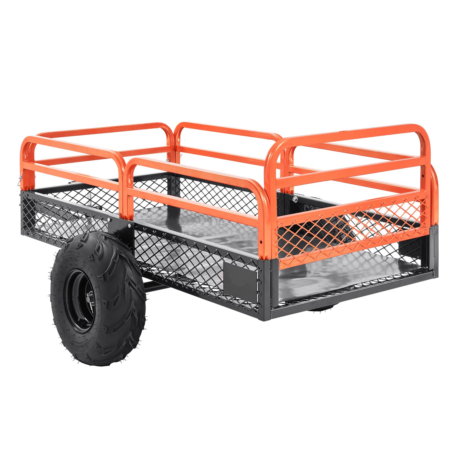 Image of Vevor Steel Heavy Duty Trailer Cart, Garden Transport Dump Cart With Removable Sides Max. Load 680kg . Lawn Tractor Cart With Wheels For Garden Transport