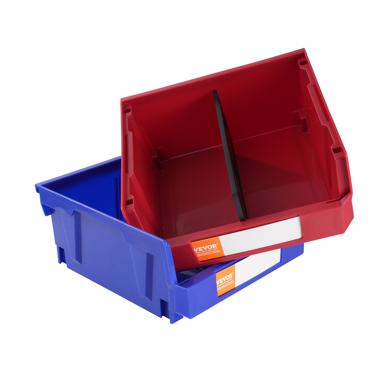 Image of Vevor Plastic Storage Bin, (11-inch X 11-inch X 5-inch), Hanging Stackable Storage Organizer Bin, Blue/red, 6-pack, Heavy Duty Stacking Containers For Closet, Kitchen, Office, Or Pantry Organization