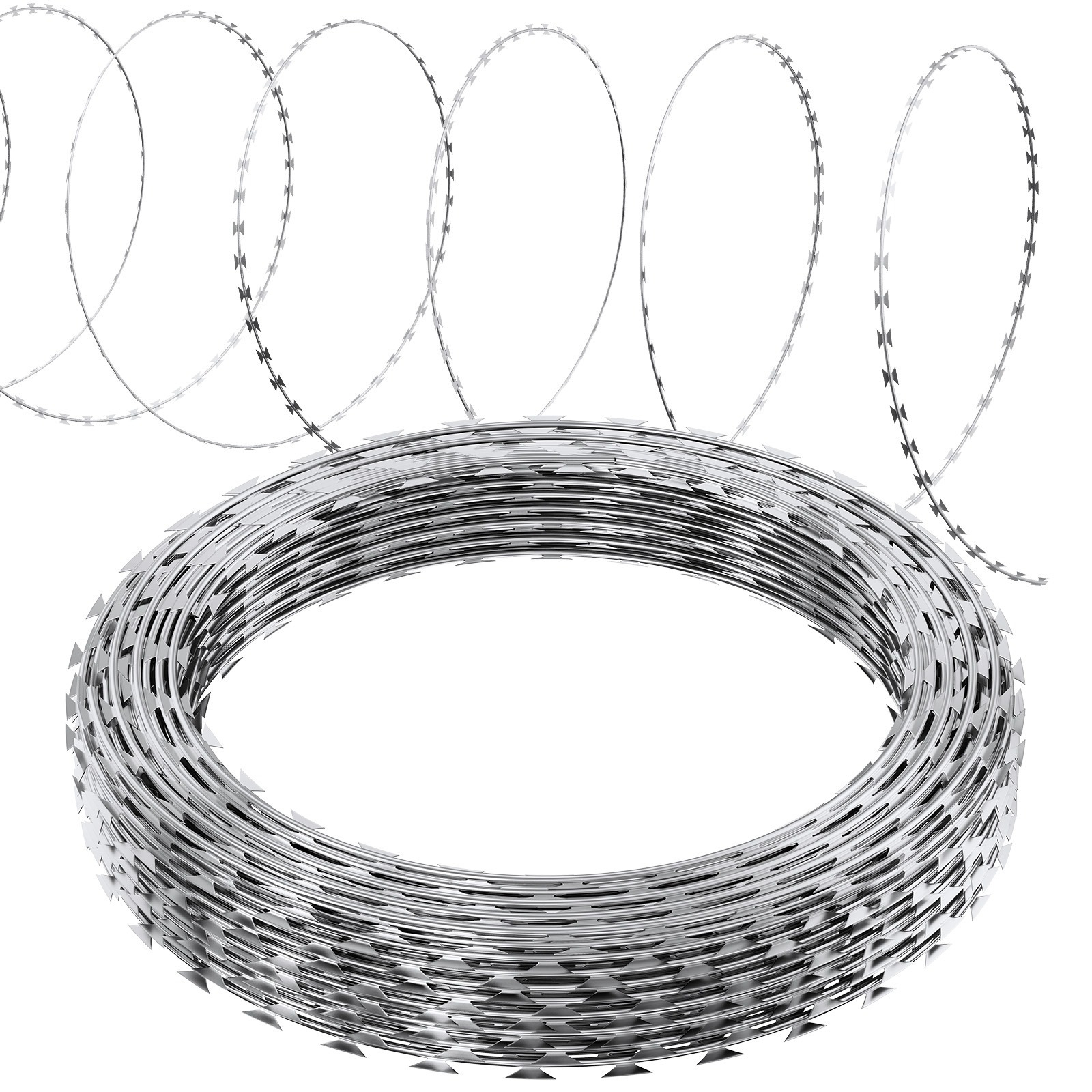 Image of Vevor Razor Wires, 98 Ft Razor Barbed Wire, 2 Wire Fencing Razor Fence, Barbed Wire Galvanized Fence, For Garden