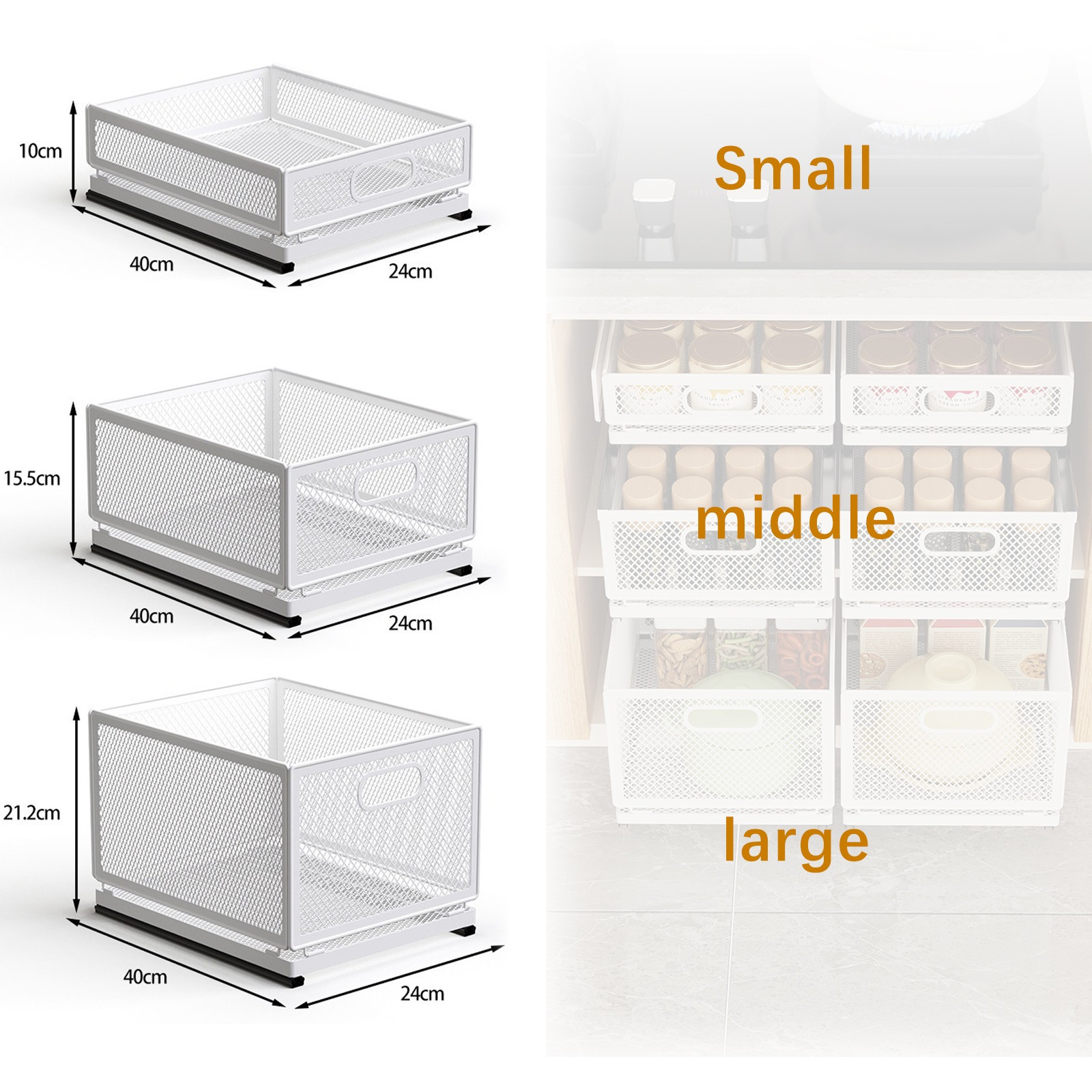 TEMU 1 ripiano estraibile per sotto il lavello, organizer da cucina in acciaio al carbonio per stoviglie e condimenti, design a cassetti a regolabili