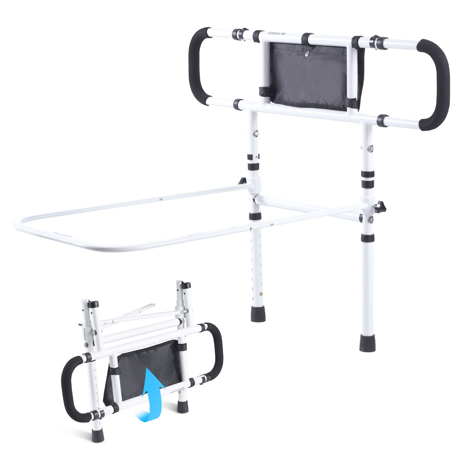 TEMU Vevor Bed Rails For Elderly Adults, 180° Foldable Bed Assist Rails For Seniors, 450lbs Loading Bed Side Rails Bed Cane With 4-level Adjustable