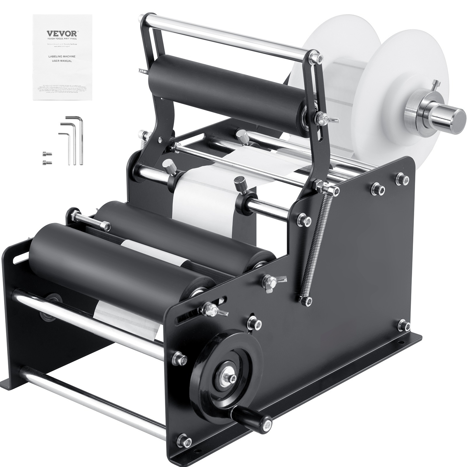 Image of Manual Round Labeling Machine, 15-20pcs/min, Bottle Label Applicator For Round Bottles, Adjustable Manual Round Bottle Labeler Suitable For Bottle Diameter 0.78-4.72 Inches (with Pressing Bar)