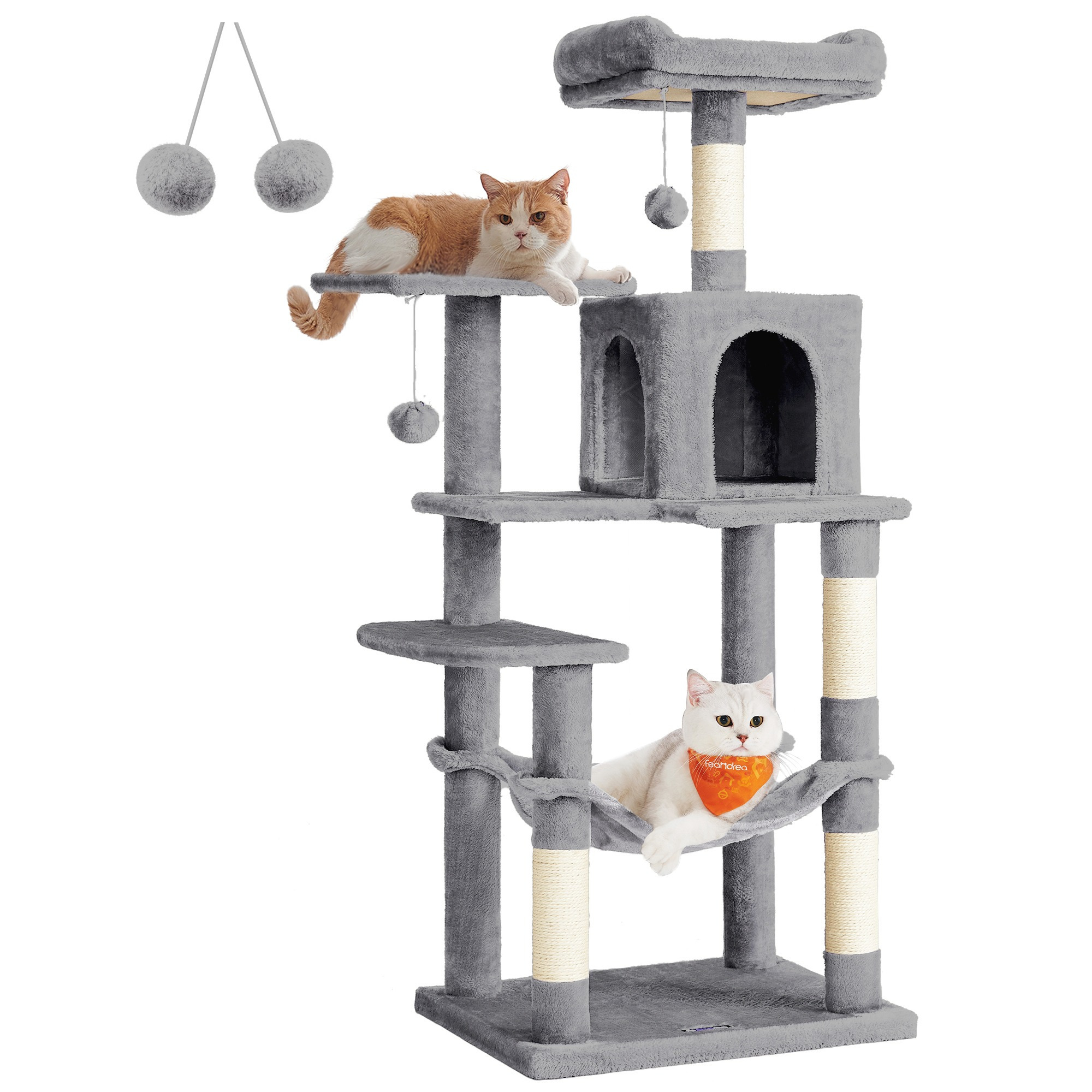 

Feandrea 143 Cm Cat Scratching Tree, Cat Tree, Multi-level Cat House, With 4 Scratching Posts, 2 Platforms, , Cave, And Tip-proof Cat House, Sturdy And Easy , Accessory/toy For Kittens And Cats