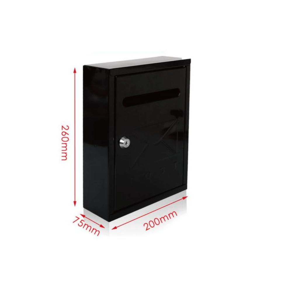 TEMU Buzón de negro 200*75*260MM, buzón de acero con cerradura de llave, buzón de entrega de capacidad media, buzón de metal inoxidable, para buzones de exterior