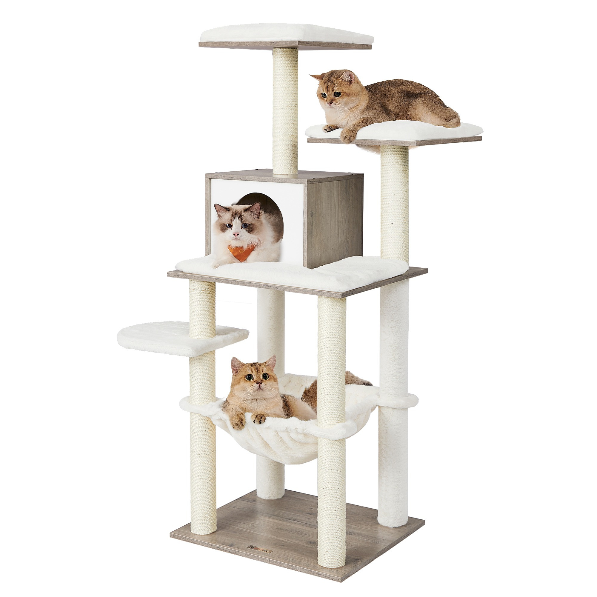 

Feandrea 138 Cm Cat Tree, Multi-level Tower With Cat Scratching Post, , Sisal Trunks, , Platforms, Soft Plush, Washable Cushions, , And Easy To , Toy For Kittens And Cats