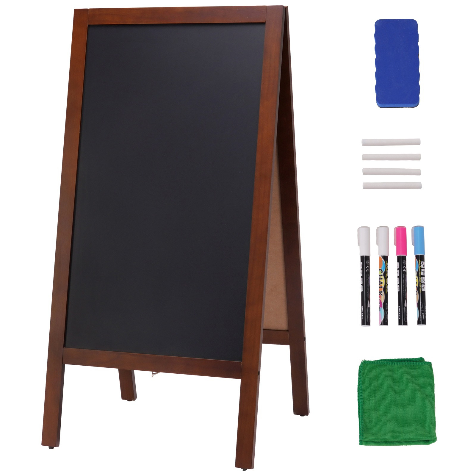 TEMU Vevor A Frame Chalkboard Sign, Double-sided Sidewalk Signs, Freestanding Vintage Wooden Chalk Board With Chalks & Magnetic Eraser, Rustic Brown