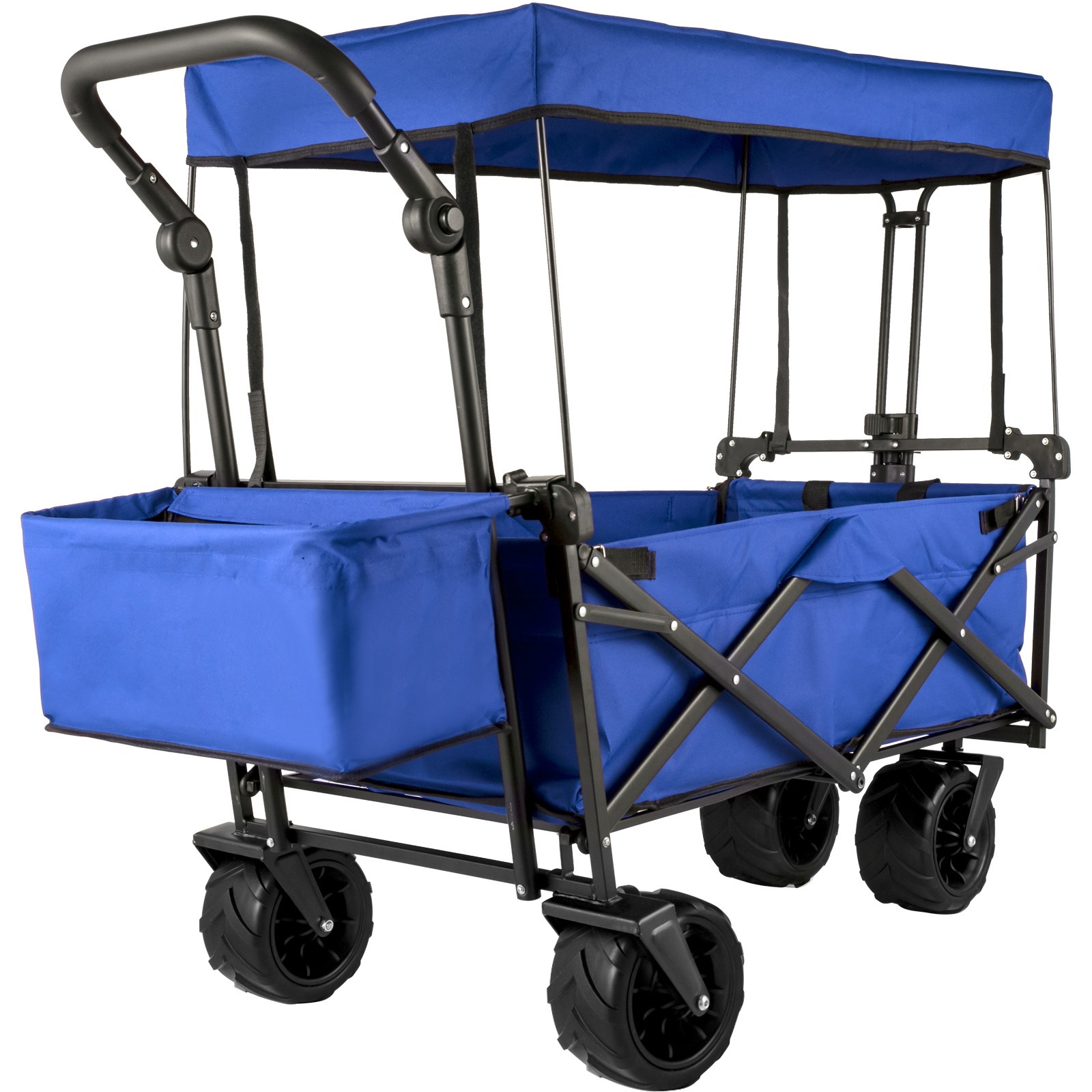 TEMU Vevor Folding Wagon Cart, Collapsible Folding Garden Cart W/ Shade Beach Utility