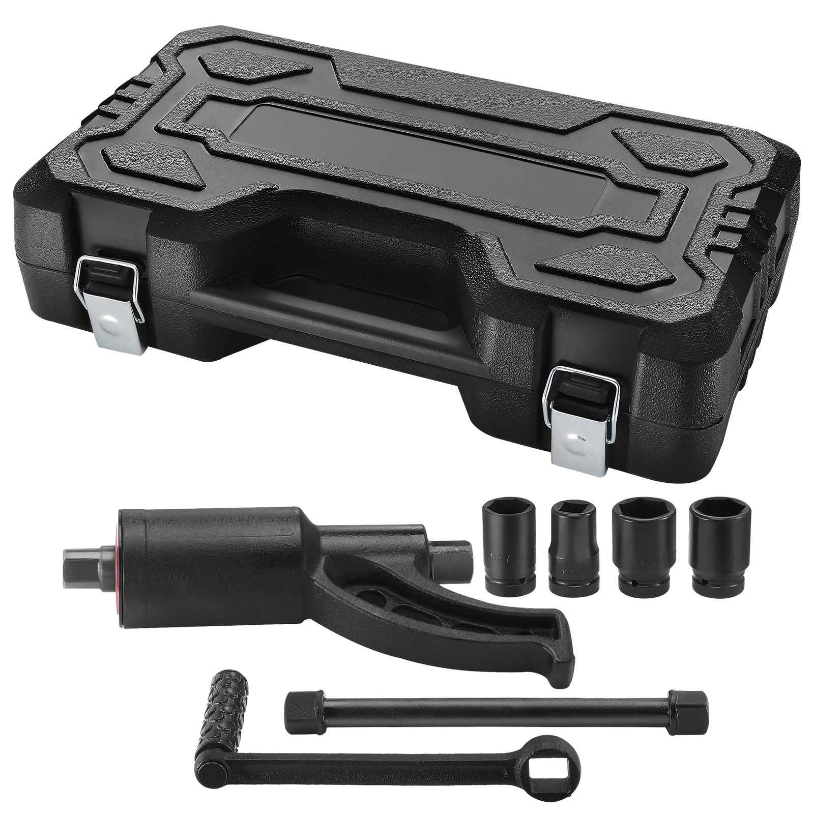 Vevor Torque , Heavy Duty Torque Wrench Set, 1 Inch Drive Wrench Torque , 1:58 4800n.m Remover, With 4 Sockets And Storage Case For Truck Trailer Rv