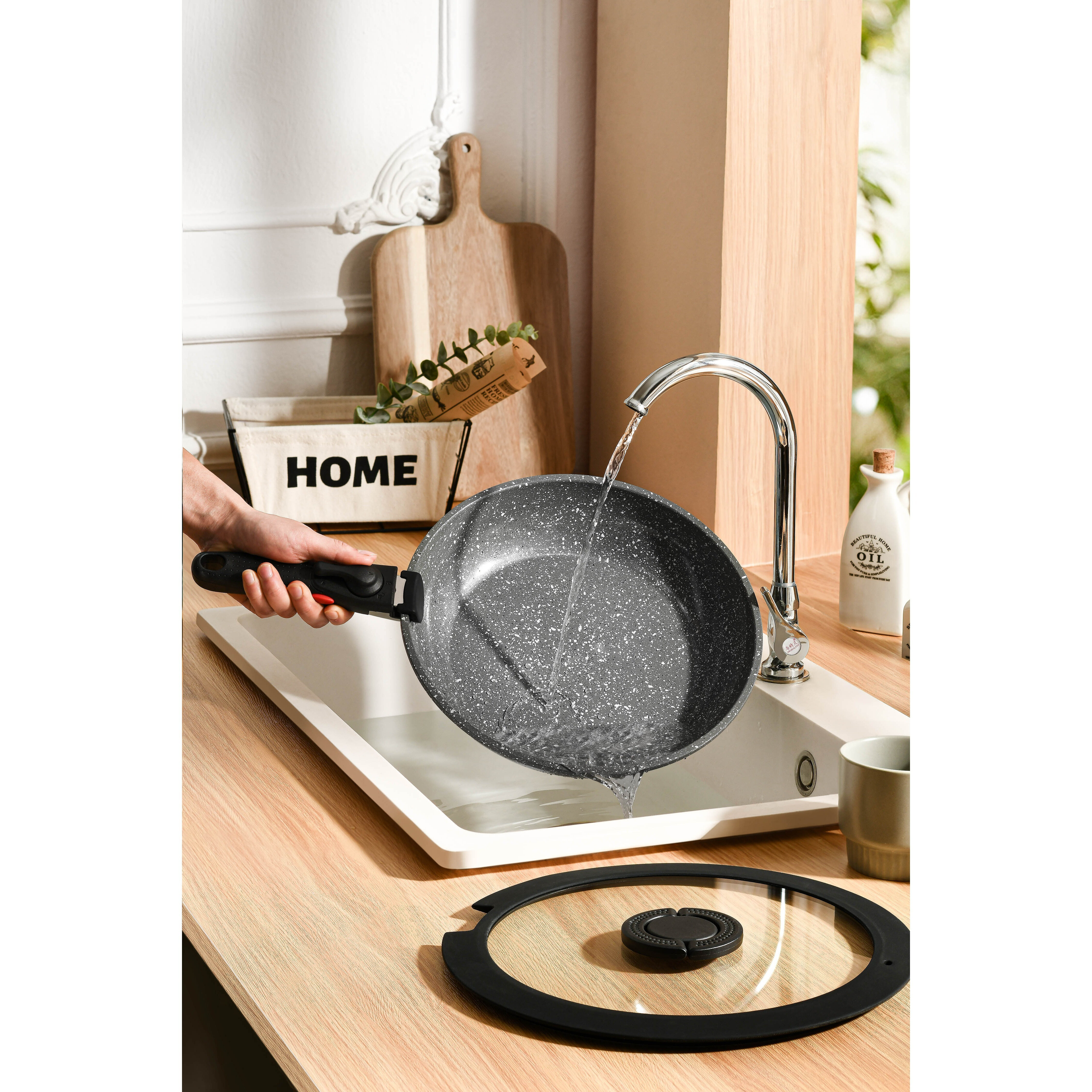 Poignée De Casserole Amovible Ergonomique - Poignée De Remplacement Antidérapante Pour Batterie De Cuisine Blanc + Noir